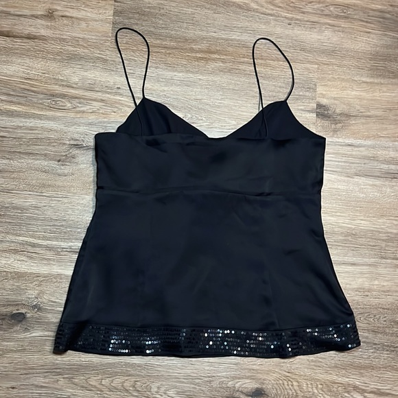 Loft Black Satin Top with Spaghetti Straps and Front Bow/ Size 14/ Like New - Picture 5 of 6